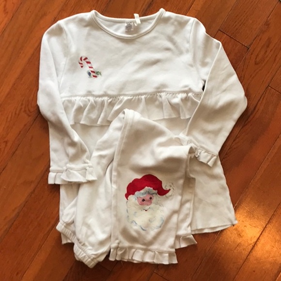 Girls Christmas hand painted ruffle pajam - Picture 3 of 5